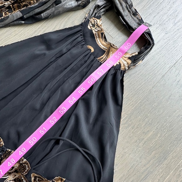 Alice + Olivia DITA Black Gold Spring Paisley Maxi Dress Halter Belt - Size 2 - Picture 12 of 12